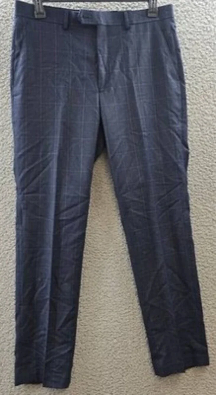 Michael Kors Classic-Fit Wool-Blend Suit Pants Men's 34W x 32L Midnight Plaid